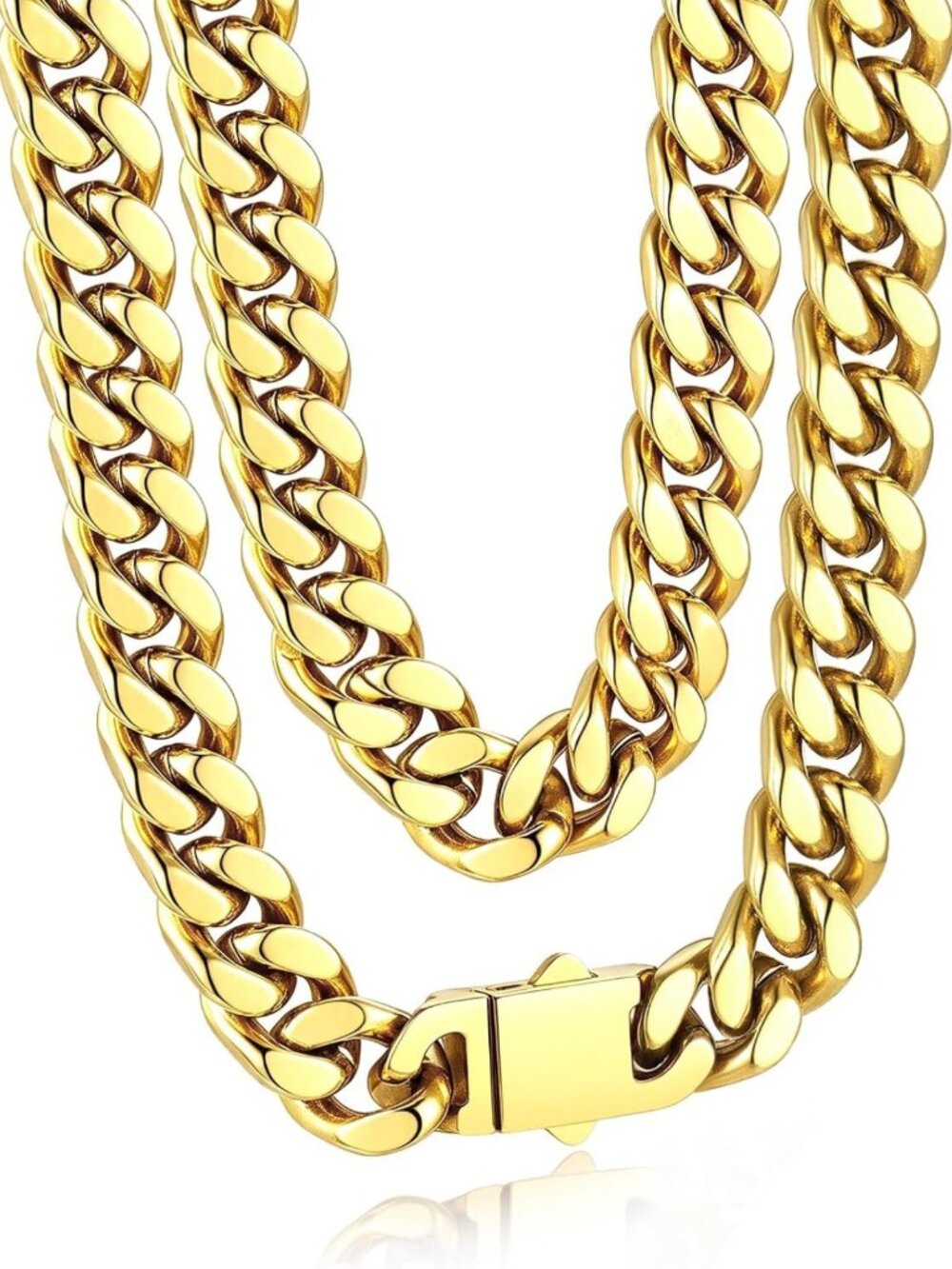 Men's Premium Solid Stainless Steel Miami Cuban Link Chain Necklace - 24
